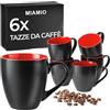 MIAMIO - Set da 6 tazze da caffè in ceramica (350 ml) - Le Papillon (Rosso) | Grande tazza da caffè in ceramica, set per caffè, cappuccino e tè, tazze in gres, set da 6, lavabili in lavastoviglie