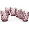 COSE DA CASA Set 6 Bicchieri in Pasta di Vetro Crystal Pink Design Diamante Sfaccettato per Acqua e Bibite 29cl Rosa Elegante per Casa e Ristorazione per una Tavola di stile Raffinata elegante