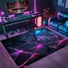 PEIHUODAN Tappeto Camera Da Letto Ragazzo Bambini, Gaming Pavimento Antiscivolo, Zone Game 3D, Stampa geometrica in stile neon, Decorative Accessori Stanza, Adatto Per Scrivania E Sedia (Colore 7,140x200cm)