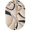 Rururug Antiscivolo Lavabile Tappeto Ovale Regionale Tappeto Soggiorno Cameretta Divano Corridoio Sala Pranzo Tappeti Strisce geometriche marroni crema nere, 60 x 90 cm