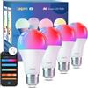 Lepro B2 AI Lampadina Smart E27, 1100LM RGB&Luce Bianca Regolabile, 4pcs | Progettista Illuminazione AI Personalizzato, Funziona con Alexa/Google Assistant, Connessione Wi-Fi/Bluetooth, Sync Musicale