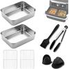 OstayOne Set di 8 accessori per friggitrice ad aria, compatibili con Ninja Dual Zone & FlexDrawer AF400/451/500EU, DZ400EU, 2 pirofile in acciaio inox 304, 2 griglie per grill, pennello per olio, pinza e