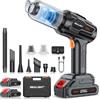 SEALIGHT Aspirabriciole Senza Fili, 9-in-1 Aspirapolvere per Auto, 2 Batterie Ricaricabili con Motore Senza Spazzole, Mini Aspirapolvere Potente per Casa, Ufficio, Auto, Capelli, Argento