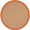 carpetfine Tappeto Sisal Rotondo colore Ø 80 cm tessuto a mano con bordo in cotone Arancio | Tappeto naturale antiscivolo Uni in tessuto piatto di fibre naturali per soggiorno e camera da letto