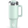 BIGRD Termos Caffè Borraccia Termica con Cannuccia 1.2 litri,Tazza Termica da Viaggio Water Bottle Coperchio Antiperdita Acciaio Inox,Travel Mug Senza BPA,Verde menta