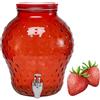 Tata Home Dispenser 4 Litri in Vetro Con Rubinetto Contenitore Bevande Distributore Acqua Fredda Aromatizzata Erogatore Bevande Ghiacciate Aperitivo FRAGOLA