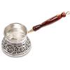 Goziy, Caffettiera media da 382,7 g, caffettiera turca greca araba incisa con manico in legno ricamato, 4 persone martellato Cezve Ibrik Brik Copper Pot fatto a mano. (argento)