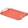 PATIKIL Vassoio Servizio Plastica 12 x 8,6 con Manici Dorati, Riutilizzabile Vassoio Rettangolare per Dolci Caffè Tè, Tavolo Soggiorno Cucina, Piano Lavoro, Rosso