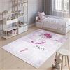 TAPISO Emma Tappeto Gioco Bambini Sala Giochi Cameretta Stanza Bambini Stampato Morbido Rosa Bambina Ballerina Antiscivolo Lavabile in Lavatrice 80 x 150 cm