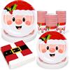 KAHEIGN 100 Pezzi Stoviglie di Carta per Feste Natalizie, 25 x 9 Pollici Piatti Piani, 25 x 7 Pollici Piatti da Insalata, 25 x 270ml Bicchieri, 25 x 16CM Tovaglioli - per Natale Feste Decorazioni