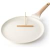 Kordisen Padella antiaderente per crepe, 30 cm, con spalmatore, rivestimento in granito, padella piatta per piano cottura, compatibile con induzione, senza PFOA (bianco)