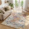 Klyvvo Bohemien Tappeto Soggiorno 140x200 cm, Pelo corto Tappeto con motivi floreali, 1200 g/m³ poliestere, lavabile in lavatrice,TPE antiscivolo base,per camera da letto,sala da pranzo,Multicolore