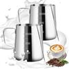 VFANDV Bricco Latte, 2 Pezzi Bricco per Latte in Acciaio Inox, Lattiera con Segno di Misurazione, Lattiera Mucca per Cappuccino con Beccuccio Speciale Latte Art, Adatto per Latte, Espresso - 350ML