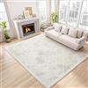 Leesentec Tappeto Salotto 120x160 Camera da Letto Crema Bianco Soggiorno Moderno Tappeti Pelo Corto per Stuoia Moquette Geometrico Antiscivolo Room Accessori