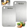 Necdeol 2 Pezzi Tagliere in Titanio, Tagliere in Acciaio Inox Multifunzione, TaglierI in Acciaio Inox per Uso Alimentare Su Entrambi I Lati, Titanium Cutting Board per Uso per Carne, Frutta, Verdura(24x15cm)