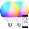 iLC G120 LED E27 Lampadina Globo 15W, Φ 120mm, Compatibile con Alexa (sono Necessari i Dispositivi Echo), Cambiamento di Colore, Temperatura del Colore 2700-6000K, 150W Equivatlent, CRI>95+(2 pezzi)