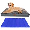VOUNOT® Cuscino per Cane Ortopedico con Tappetino di Raffreddamento in Gel, Cuccia Materassino Cani Sfoderabile Lavabile con Tappeto Rinfrescante, 76x51x9cm