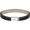 BOSS Jewelry Braccialetto in pelle da uomo Collezione JACE, Argento, M