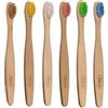 ETICO Spazzolino Bamboo Ecologico - 6 Spazzolini Bamboo per Bambini con Setole Morbide, Spazzolini Bambini in Legno Naturale Biodegradabile, Senza BPA, Vegan, Dispositivo Medico
