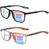 Hubeye Occhiali da lettura sportivo da uomo e donna Lettori ultraleggero TR90 Confortevole Flessibile Occhiali anti luce blu (Nero+Arancione, 1.00)