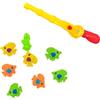 Idena 40616 - Set di Giochi da Bagno per Bambini, 8 Pezzi di Giochi d'Acqua con Pesci di Gomma Colorati e Canna da Pesca Magnetica Funzionale