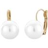 Traveller®, orecchini Leverbag con chiusura a monachella con cristalli Swarovski®, placcato oro 22 KT o rodiato, diametro 12 mm, di colore bianco e placcato Oro, colore: gold, cod. 700612