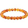 Unified Jewellery Braccialetto elastico con perline in ambra sintetica, unisex, con pietra ricostruita giallo miele lucido, gioiello alla moda 528