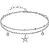 CHIC & ARTSY Braccialetti Alla Caviglia in Argento Sterling 925 Catene Per Piedi Multistrato Bracciali Gioielli Estivi da Spiaggia Per Donne