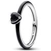 PANDORA ME Anello con cuore in argento 9 con cristallo nero e smalto nero, 56