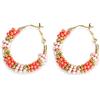 MAJALE _ Orecchini a cerchio da donna con strass color corallo e rosso, in acciaio inox ipoallergenico, resistenti all'acqua, orecchini estivi eleganti e affascinanti, 20 mm, Acciaio inossidabile