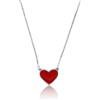 Aka Gioielli® - Collana con Ciondolo Cuore Rosso in Argento 925 Rodiato, Smaltato Dipinto a Mano, Regalo Donna e Ragazza