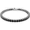 Swarovski Matrix Bracciale Tennis, Gioiello Versatile con Cristalli Neri, Pietre Preziose a Taglio Round, Chiusura a Linguetta, Taglia L, Placcatura in Tonalità Rutenio, 17,5 cm, 0,4 cm