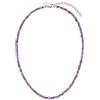 Purelei Collana di ametista, collana da donna in acciaio inossidabile resistente, collana impermeabile di perle di ametista naturale, lunghezza regolabile di 35-40 cm (Argento)