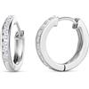 Miore Orecchini Cerchio Donna con Zirconi Brillanti in Argento 925, Orecchino Cerchi Classici a lobo anallergici con Zirconi. Chiusura con perno passante e scatto.