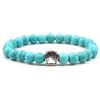 KnSam Bracciali in vera pietra naturale con ciondolo a forma di zampa, per coppie, 8 mm, per donne e uomini, 19 cm, 19cmx8mm, Cristallo, Turchese