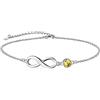 Suplight Cavigliera Donna Argento 925 con ciondolo infinito pietra di nascita topazio giallo mese novembre Cavigliera Catenina Argento con Pietra Ipoallergico Gioiello da Spiaggia
