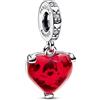 PANDORA Disney Pendente con Topolino e Minnie in argento sterling con zirconi cubici trasparenti e vetro di Murano rosso