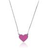 Aka Gioielli® - Collana con Ciondolo Cuore Rosa in Argento 925 Rodiato, Smaltato Dipinto a Mano, Regalo Donna e Ragazza