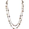 Bocar 14K placcato oro catena di collegamento 2 strati di cristallo legno acrilico colorato donne partito lungo collana regalo (NK-10084-brown)