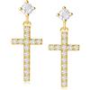 Carleen Croce Orecchini Pendenti in Argento Sterling 925 Placcato Oro Giallo con Zirconia Cubica Gioielli per Donna Ragazze Bambini - Dimensione: 22 * 10 mm