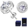 FEIKFEIZ Orecchini in moissanite per donna, Diamante in moissanite da 1CT, coltivato in laboratorio, argento 925 placcato in oro bianco 18K, orecchini in argento, gioiello regalo.