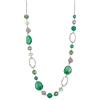 FULU AUTUMN Collana lunga di perle in argento - Collana lunga boheme con perle di cristallo e pietra gioielli fantasia, idea regalo per la festa della mamma