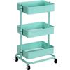 SONGMICS Carrello Portaoggetti a 3 Livelli, Carrello da Cucina con Altezza Regolabile, Carrello di Servizio con 2 Freni, Montaggio Facile, per Camera da Letto, Cucina, Ufficio, Verde Menta BSC60M