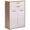 Composad | Mobile Contenitore della Linea DISEGNO con 2 Ante e 2 Cassetti, Portadocumenti, Mobiletto da Archivio, (LxAxP) 81,6x112x35,7 cm, Rovere Mielato e Grigio Cashmere Laccato, Made in Italy