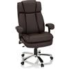 HJH Office 691011 Sedia da Ufficio Girevole BUILDER XXL I Similpelle Marrone Scuro, Sedia da scrivania, Portata massima 180kg, resistente