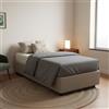 Dmora Letto Singolo Benedetta, Letto Contenitore con Rivestimento in Ecopelle, 100% Made in Italy, Apertura Frontale, con Materasso Cm 80x200 Incluso, Tortora