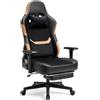 JUMMICO Sedia da Gaming XL Ergonomica per Adulti, Poltrona Ufficio Rinforzata 200kg, Braccioli 2D, Poggiapiedi Retrattile, Schienale Reclinabile 90-170°,arancione