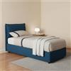 Talamo Italia - Letto singolo Gemma, Letto contenitore con rivestimento in tessuto, 100% Made in Italy, Apertura frontale, adatto per materasso Cm 80x200, Blu