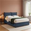 Talamo Italia Letto Piazza e Mezza Malton blu Sfoderabile Contenitore, Dimensione Materasso 120x190 cm