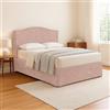 Talamo Italia Letto Piazza e Mezza Runcorn Rosa Sfoderabile Contenitore, Dimensione Materasso 120x200 cm